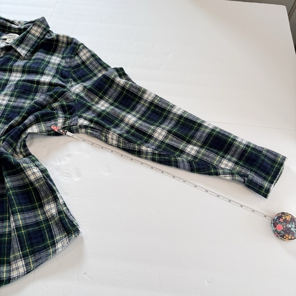 LL Bean Scotch Plaid Cotton Flannel Button Shirt Relaxed Fit 3X Green White - Picture 8 of 11